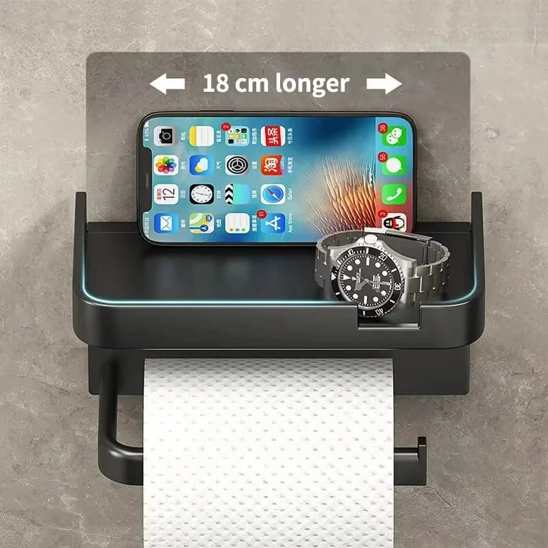 support mural moderne porte papier toilette étagère smartphone noir blanc