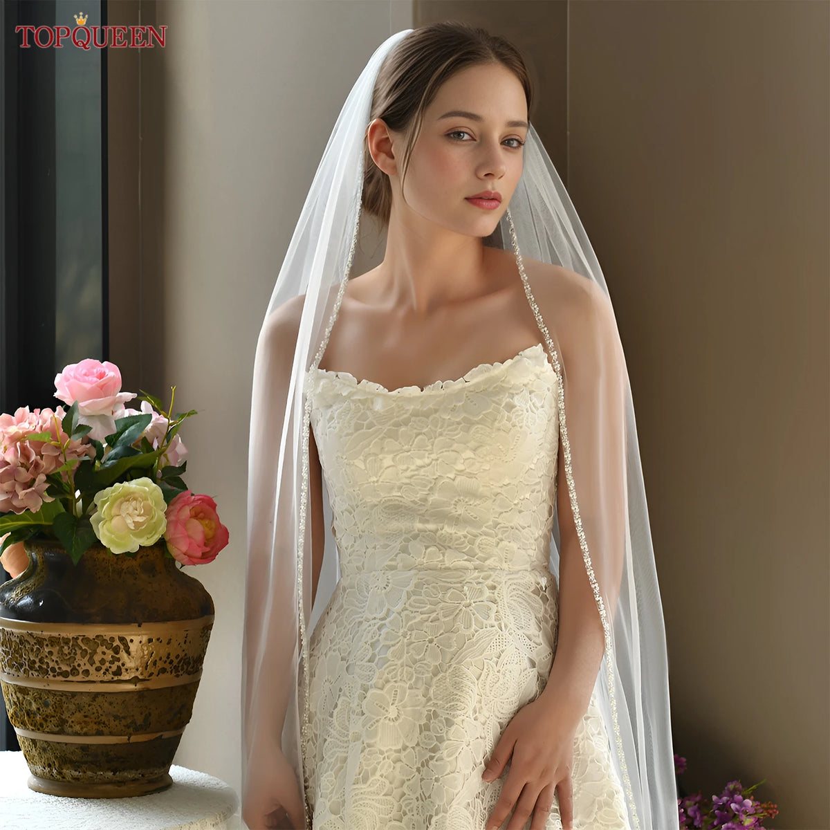 voile mariée blanc dentelle élégant cathédrale haute qualité personnalisable peigne fixé