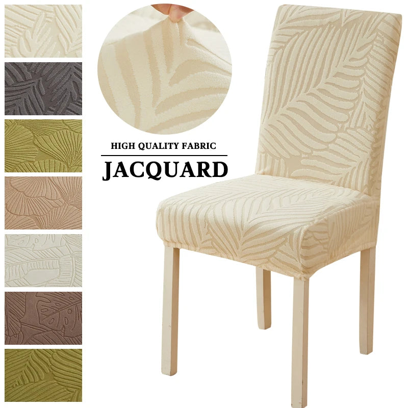 Housse chaise moderne imprimée feuilles beige clair élasthanne polyester universelle mariage banquet