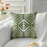 coussin carré 45x45 cm brodé feuille verte moderne décoration printanière