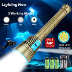 lampe torche rechargeable led blanc jaune mode stroboscope alliage aluminium robuste doré bleu