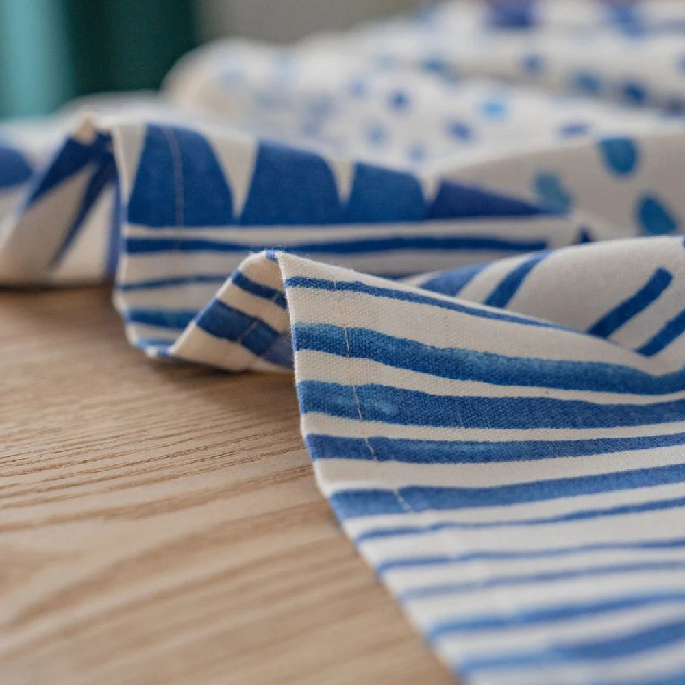 nappe bohème bleu géométrique imperméable coton polyester table extérieur hiver été printemps festive