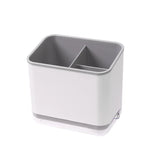 organisateur couverts gris clair compartiments multiples égouttoir moderne minimaliste plastique lisse adhésif vert pastel