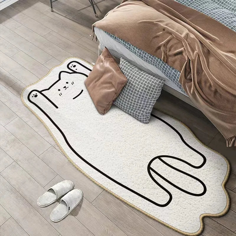 tapis moderne blanc noir anti dérapant doux chat salon chambre sol imperméable