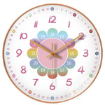 horloge murale silencieuse apprentissage dessin animé colorée enfants sections colorées motifs