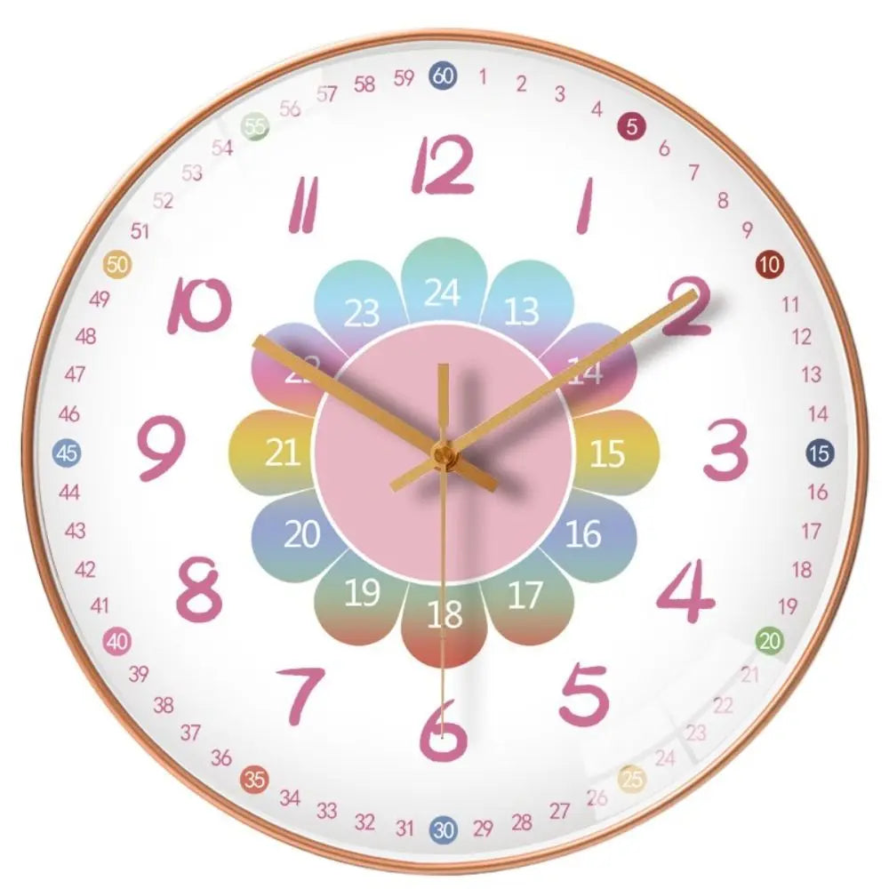 horloge murale silencieuse apprentissage dessin animé colorée enfants sections colorées motifs