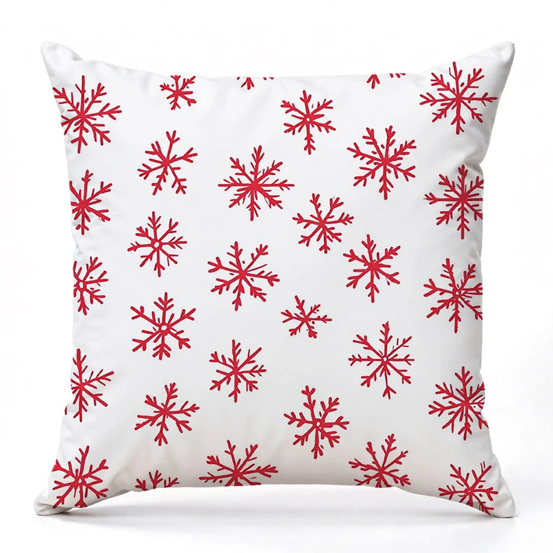 coussins décoratifs noël motifs sapins rennes flocons peluche rouge blanc vert traditionnels