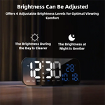 horloge numérique moderne écran led noir bleu blanc réglable luminosité affiche température compteur semaine