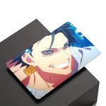 cartes crédit personnalisées adhésives anime fushiguro épée motif abstrait moderne blanc noir orange