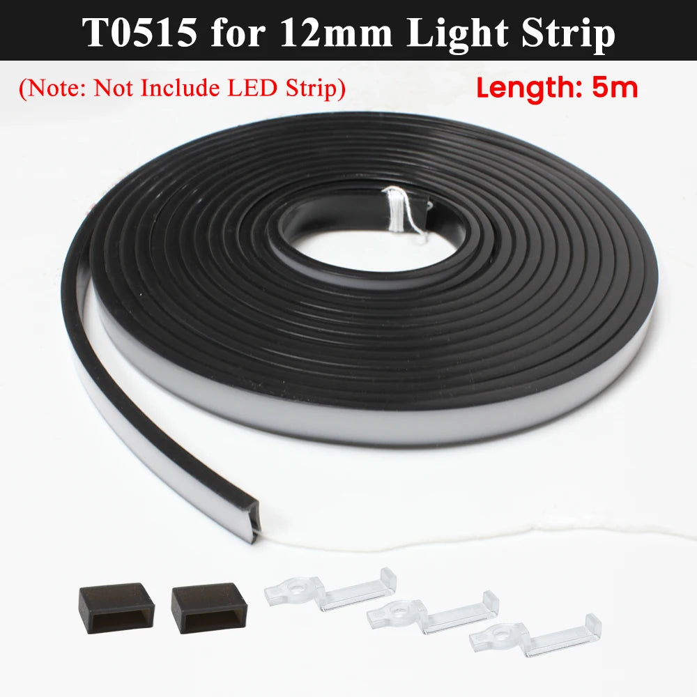 ruban led flexible noir mat moderne adhésif clips adhésifs noirs blancs silicone 5m 1m