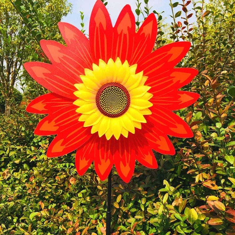 décoration jardin éolienne fleur couleurs vert rouge jaune bleu violet moderneextérieur fixe tringle