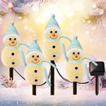 décoration noël bonhommes neige lumineux piquet glitter blanc vert jaune rose festiveextérieur jardin