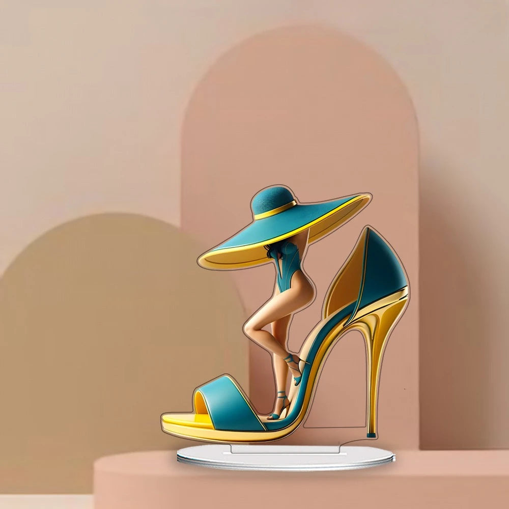 sandales talons hauts bleu jaune moderne élégants intérieur maison salon