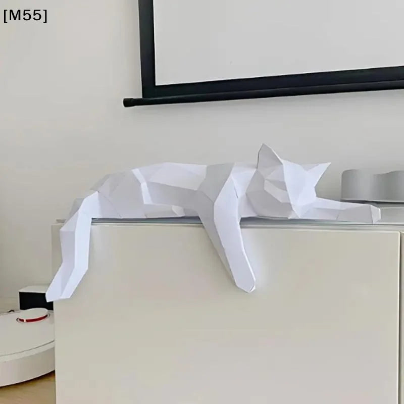 décoration murale chat couché géométrique moderne pièces détachées assembler noir blanc minimaliste