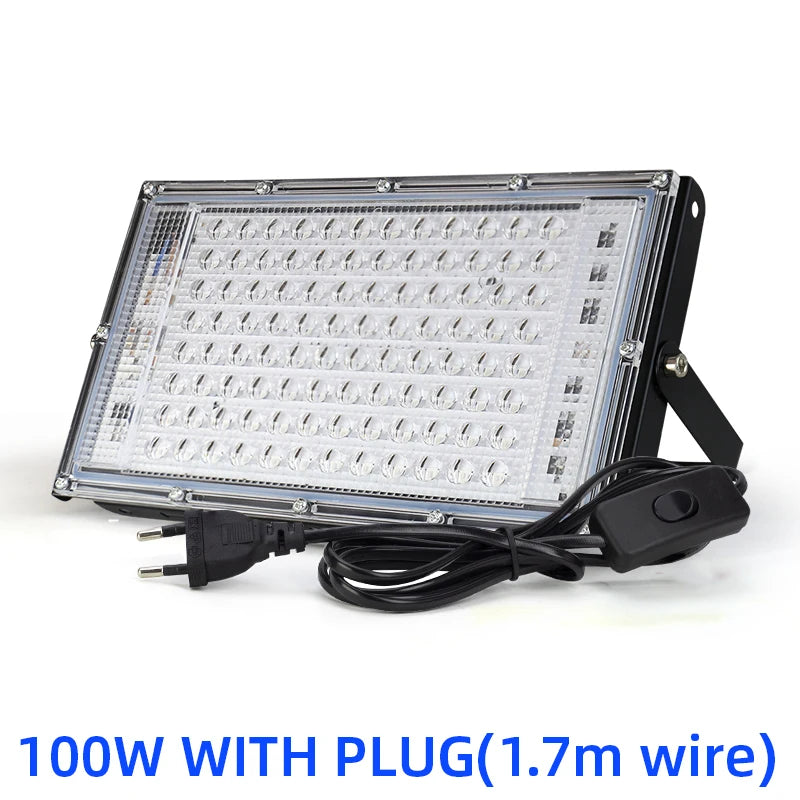 projecteur led uv 50w 100w 150w noir violet moderne clips câble alimentation interrupteur