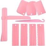 couteau gâteau dents scie spatule réglable blanc rose utilitaire pâtisserie cuisine pliable rigide