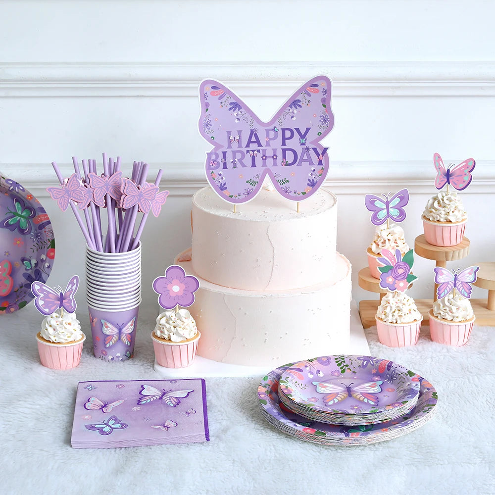 Décoration papillon saphir profond pour baby shower