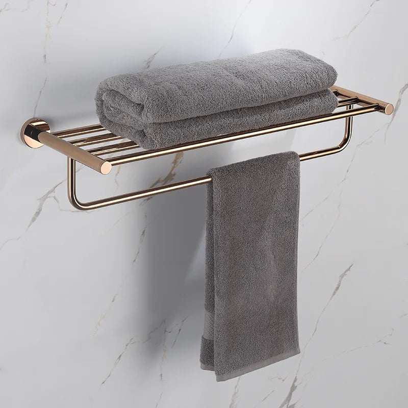 accessoires salle bain or rose moderne finition chrome acier inoxydable porte serviettes anneau crochet