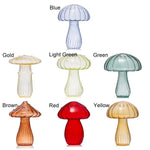 vase champignon transparent moderne bleu doré vert clair vert brun rouge jaune