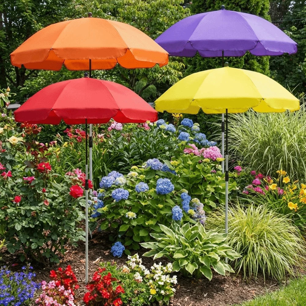 parasol télescopique réglable protection uv plantes pot fibre végétale noir bleu rose rouge vert