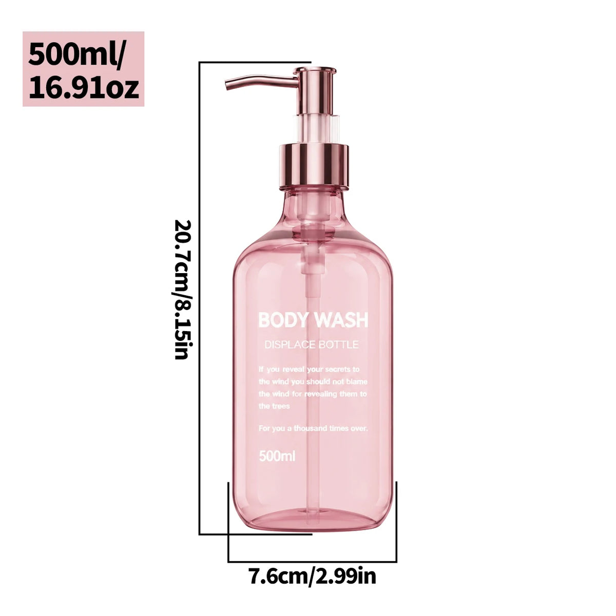 distributeurs douche rose verre texturé moderne ensemble salle bain 500ml translucent