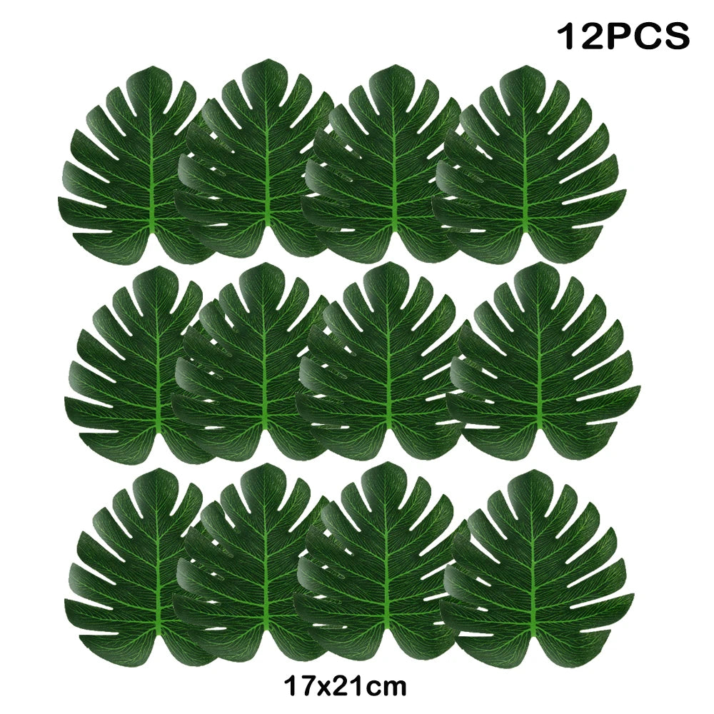 feuilles artificielles vert doré feuilles tropicales moderne extérieur décoration anniversaire mariage baby shower piquet