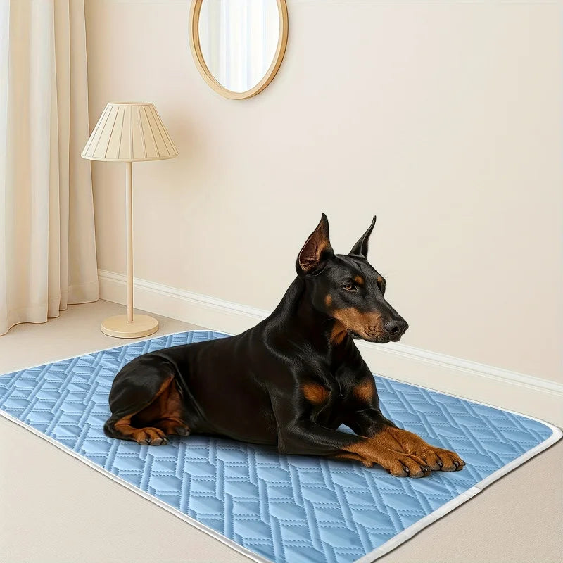 tapis refroidissement animal quilté anti dérapant bleu clair moderne polyester