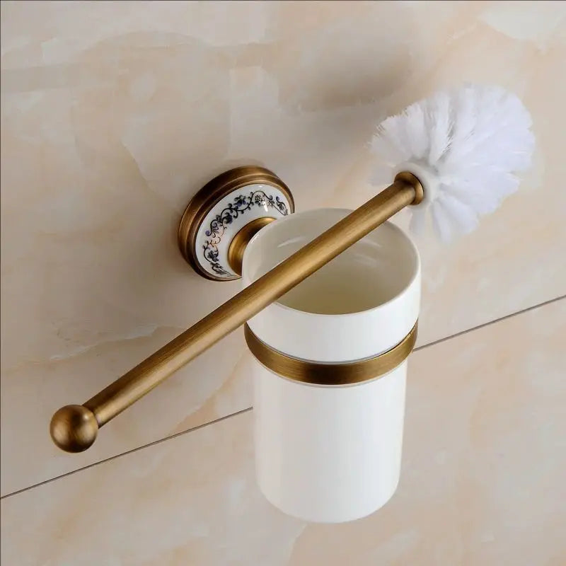ensemble quincaillerie bain or antique élégant classique porte serviettes savon gobelet papier wc