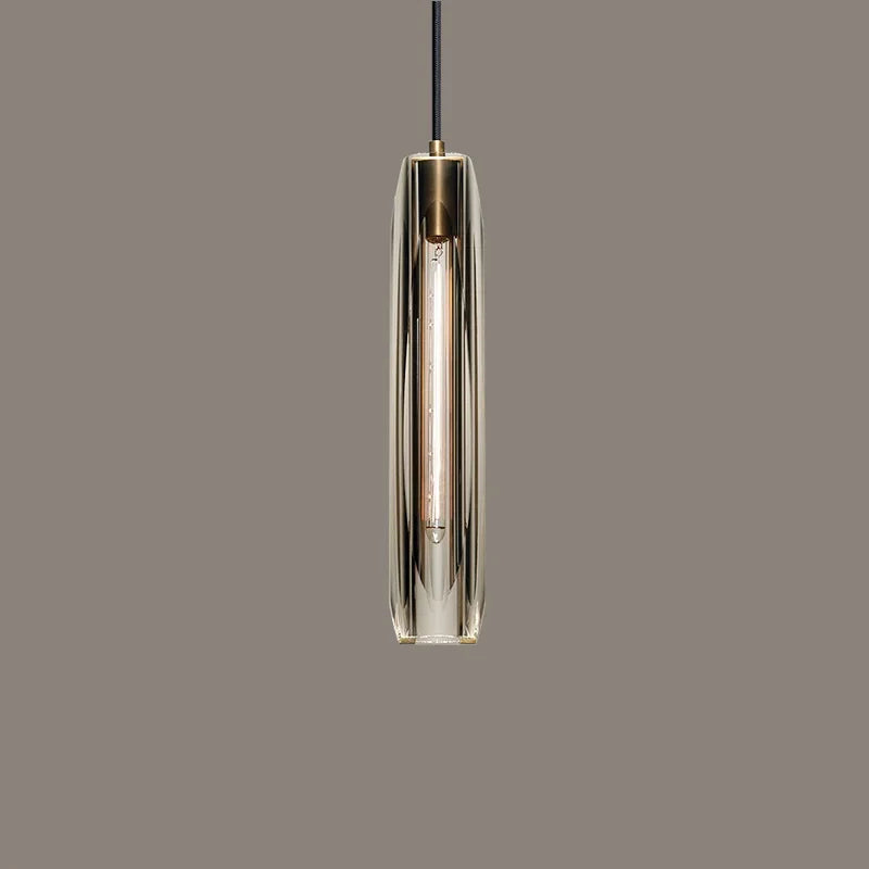 luminaire suspendu moderne verre transparent or métal cuivre chambre étude minimaliste