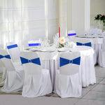 rubans décoratifs chaises mariage bleu vif blanc nœud boucle argentée opaques événementiels