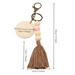 porte clés boho chic rondes frange bois blanc gris beige marronclair