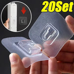crochet adhésif transparent support photo moderne stockage mural plastique fixe clips rectangulaire