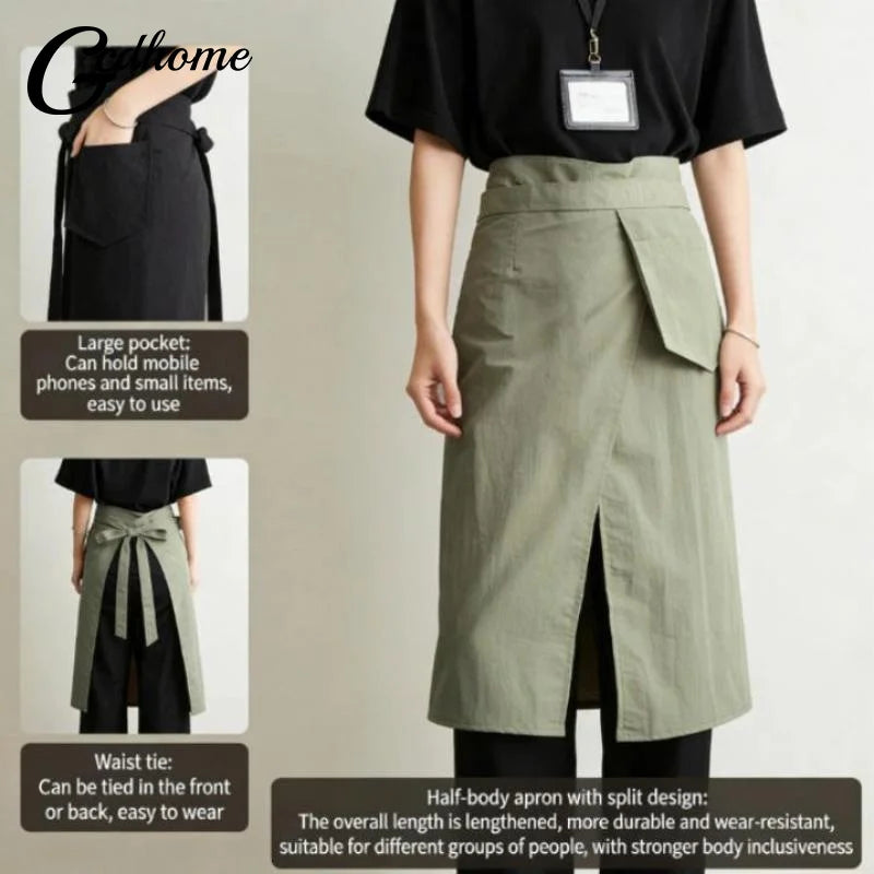 tablier cuisine uni couleur vert olive noir marron moderne fonctionnel poche ceinture ajustable