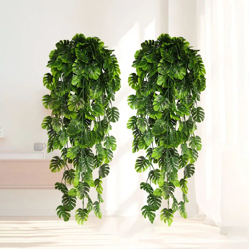 guirlande plante artificielle feuilles monstera suspendue décoration jardin intérieur mariage fleurs artificielles vertes naturelles