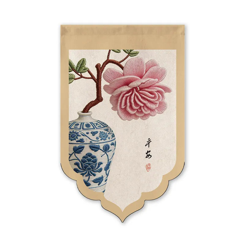 rideaux motif floral fruits lanternes traditionnels couleurs multiples maison