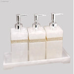 distributeur savon huiles essentielles moderne élégant blanc noir marbré set accessoires