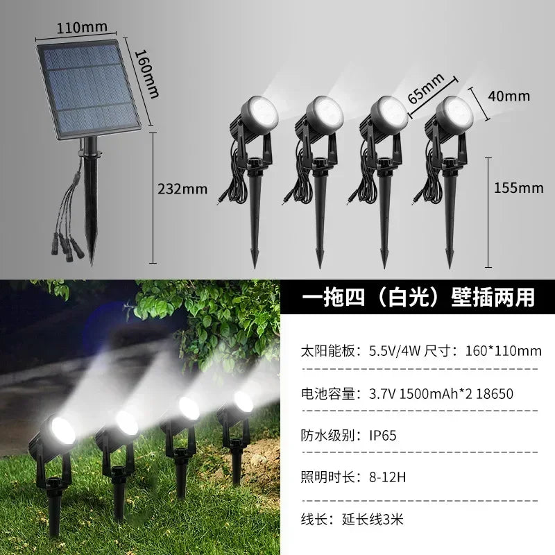 projecteur solaire led ip65 moderne autoinstallation noir opaqueextérieur jardin vacances