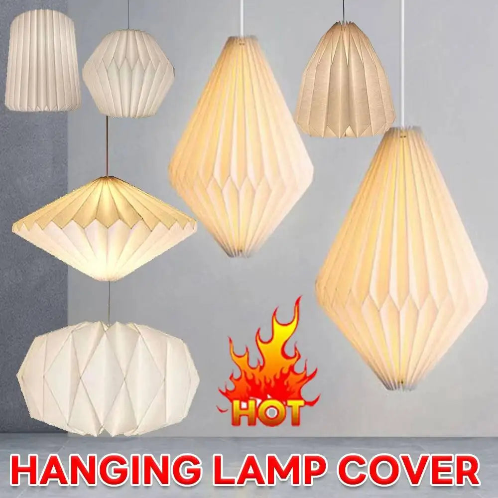 couvre lampe suspendu origami blanc moderne plissé minimaliste fil suspension