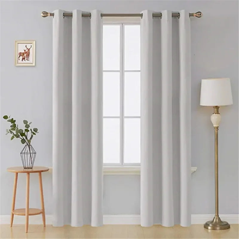 rideaux opaques bleu marine blanc noir tissu voile fenêtre moderne anneaux métalliques unis