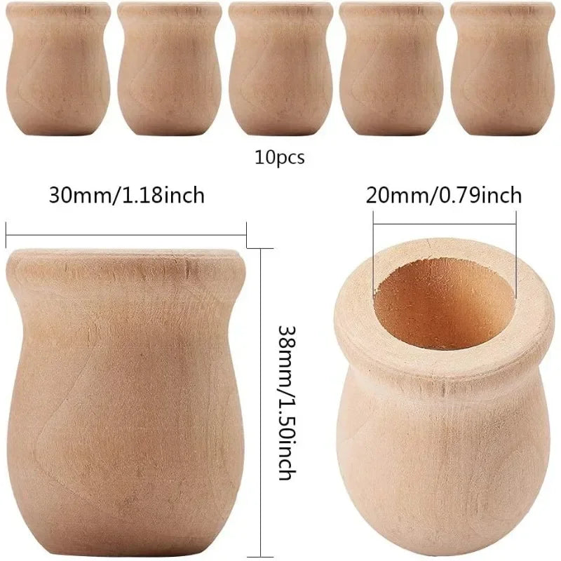 supports bougies bois naturels minimalistes lot 10 pièces hauteur 30mm rouges décorations rustiques lisses
