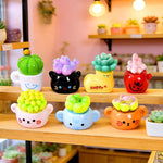 cache pots résine colorés animaux visages sourires plantes artificielles mignon decoration maison poupée