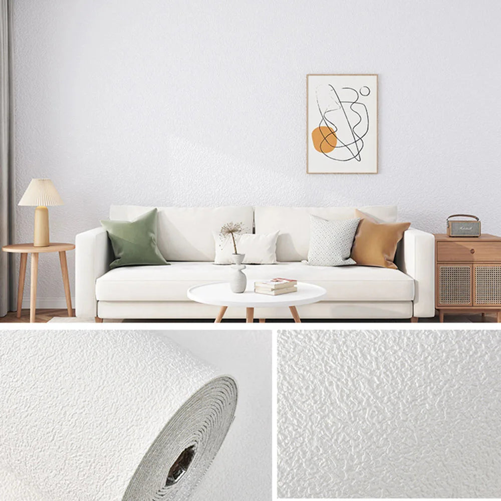 sticker mural moderne texturé 3d blanc rose anti humidité isolation chambre salon