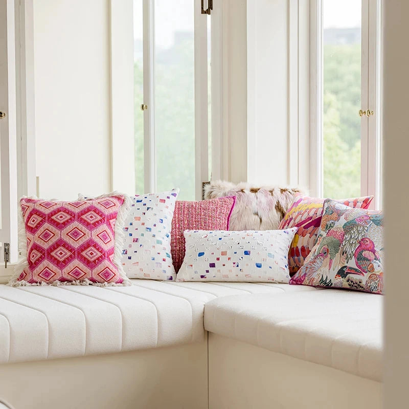 coussins décoratifs jacquard géométriques polyester modernes multicolores blancs voiture maison
