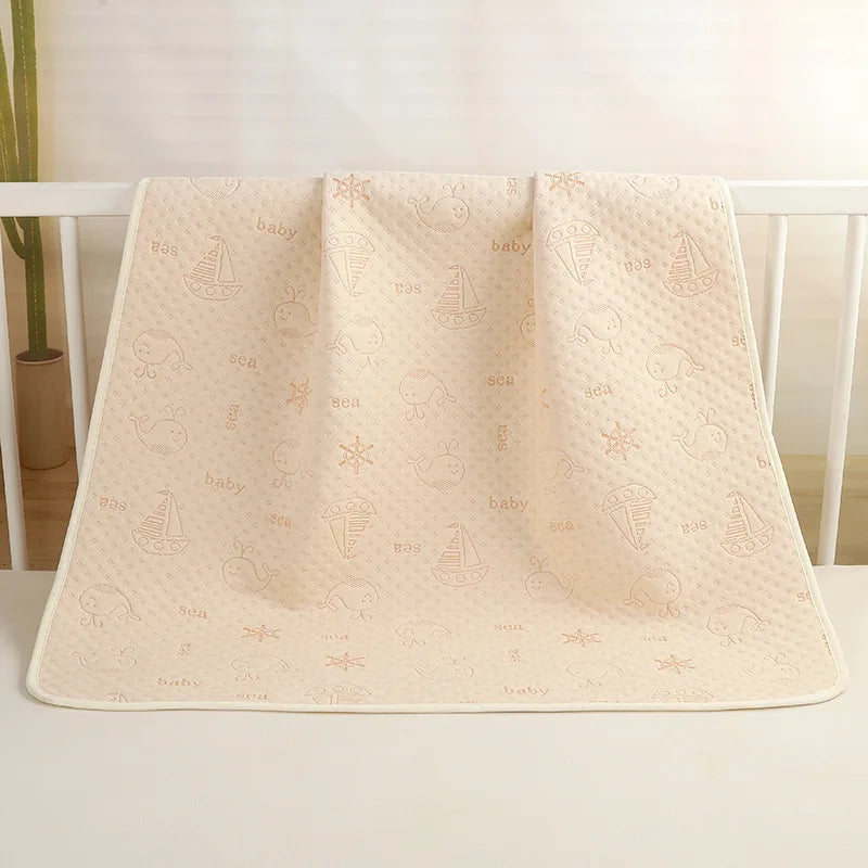 tapis bébé rose bleu zigzag blanc anti urine réutilisable coton moderne doux chambre bébé