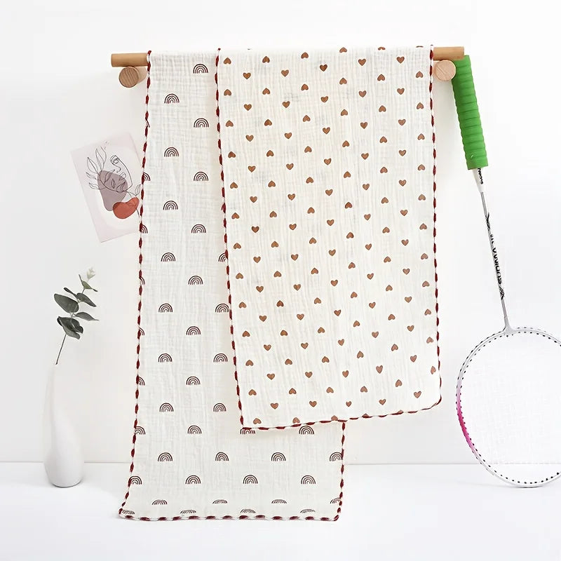 serviettes sport coton gauze animaux ours nuages coeurs bébés blanc orange bleu vert