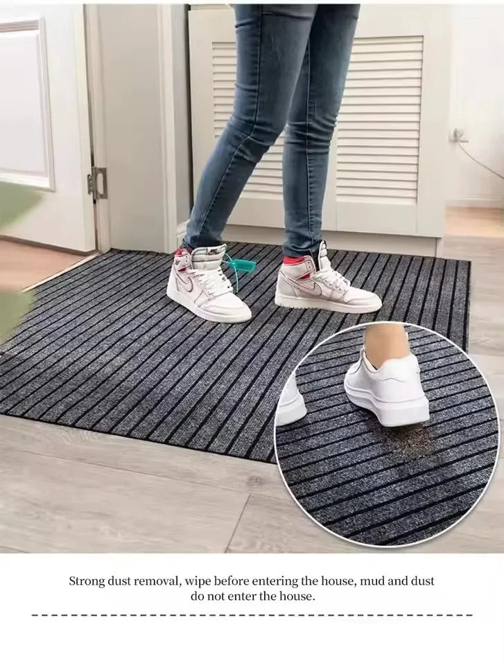 tapis sol antidérapant polyester moderne gris absorption eau facile nettoyage intérieur porte