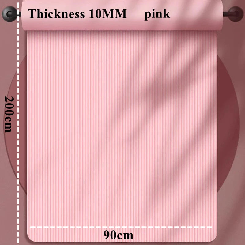 tapis yoga 200x90cm noir violet rose vert rayures antislip épais 10mm débutant moderne confortable