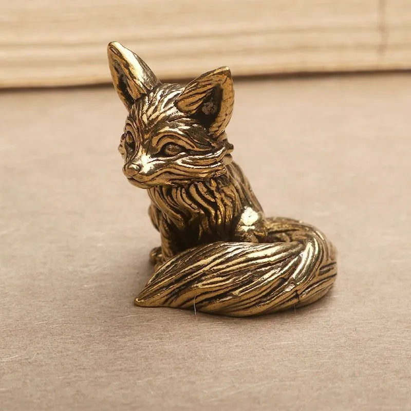 statue renard or décorative métal texturé animalier moderne décoration intérieur doré