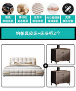lit moderne minimaliste simili cuir gris clair structure bois vis matelassé chambre coucher