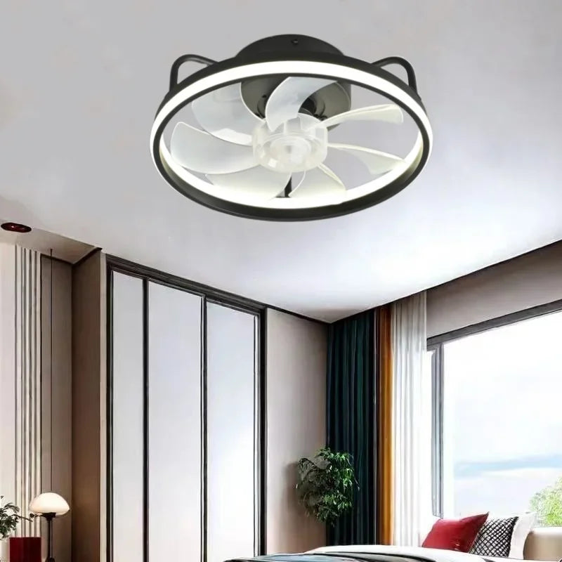 ventilateur lampe led noir blanc moderne télécommande lames transparentes chambre maison